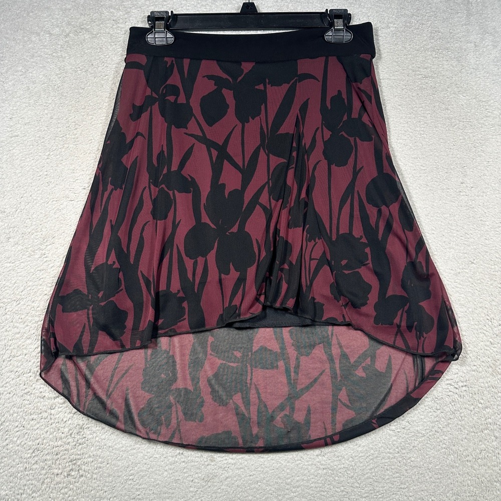 Vintage Y2K Speechless Skirt Womens M Burgundy Black Floral High Low Whimsigoth